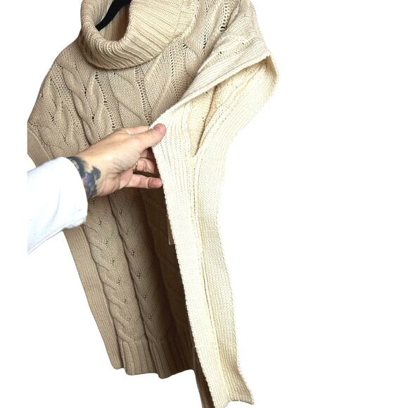 NWT Anthropologie Women’s Cable Knit Turtleneck Sweater Vest Cream Size Large - Picture 6 of 9